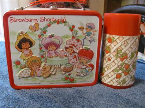 strawberry shortcake metal alladin lunch box 1981|strawberry shortcake lunchbox 1981 for sale .